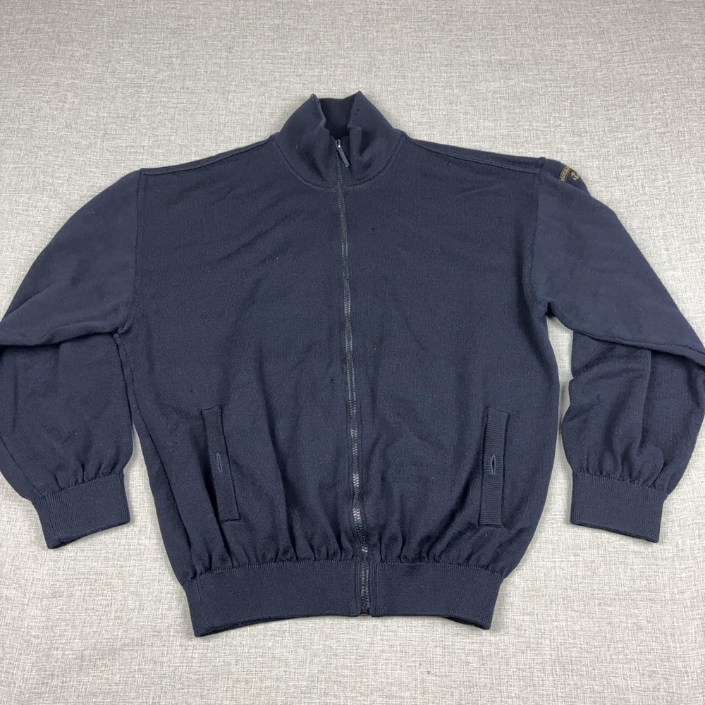 Paul & Shark Sweater Mens Large Blue Full Zip Mock Neck Wool Lined Yachting
